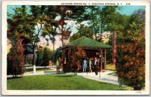 1931 Hathorn Springs Saratoga New York NY Park Grounds & Trees Posted Postcard