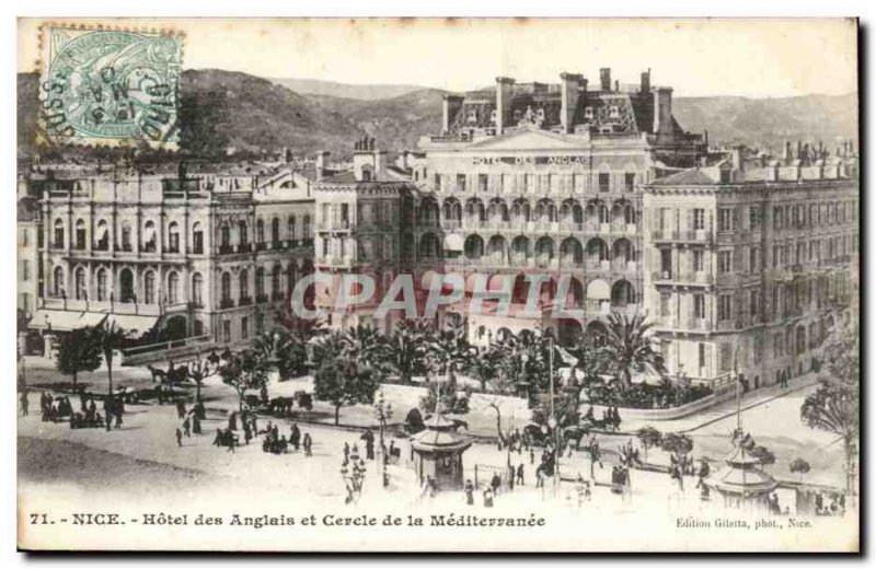 Nice - English -and Circle Hotel Mediterranee - Old Postcard