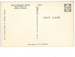 Postcard - Trinity Methodist Church - Salisbury Maryland MD - c1960