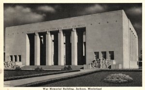 Vintage Postcard 1920's War Memorial Historical Building Jackson Mississippi MS