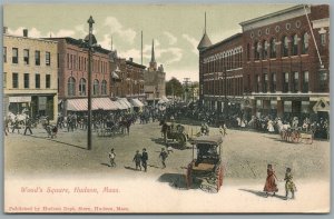 HUDSON MA WOOD'S SQUARE ANTIQUE POSTCARD