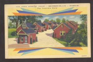 ATLANTA GEORGIA THE OAKS TOURIST COURT VINTAGE LINEN ADVERTISING POSTCARD