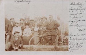 RAPPETSCHLAG AUSTRIA~GROUP OF PEOPLE-BICYCLE~1901 REAL PHOTO POSTCARD