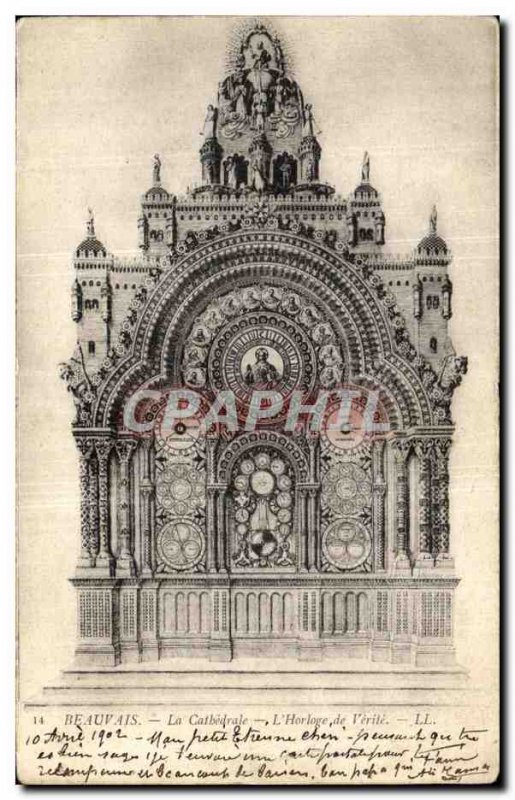 Old Postcard Beauvais Cathedral Clock of Truth