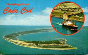 Massachusetts Cape Cod Greetings Aerial View Tip Of Cape Cod 1975