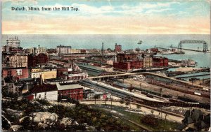 Duluth from Hilltop trains ship PM 1921 West Duluth Station Minnesota Postcard