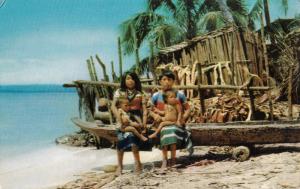 Panama San Blas ethnic infants children natives indians in their colourful dress