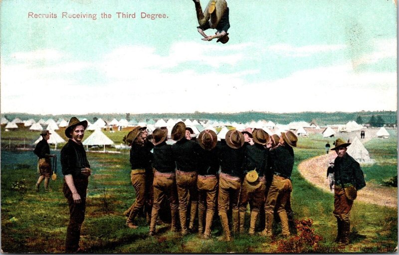 Vtg US Navy Recruits Receiving The Third Degree 1910s WWI Era Old View Postcard