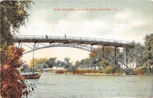 Chicago Illinois~Lincoln Park High Bridge~Sailboat with Sails Down~c1910 Pc