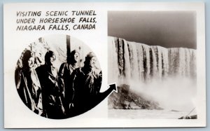 Visiting Scenic Tunnel Under Horseshoe Falls Niagara Falls Canada RPPC Postcard