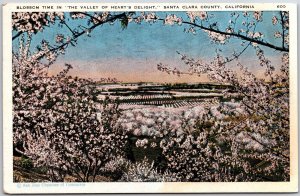 Santa Clara County California CA, 1943 Blossom Time, Valley of Heart, Postcard