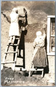 AMERICAN INDIAN HOME REPAIR NEW MEXICO VINTAGE REAL PHOTO POSTCARD RPPC
