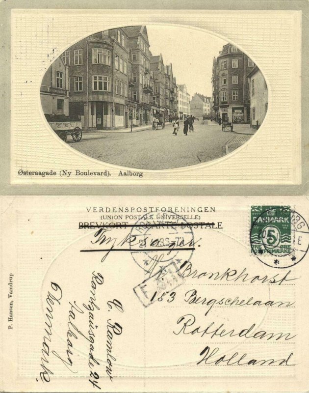 denmark, AALBORG ÅLBORG, Østeraagade, Ny Boulevard (1913) Embossed Postcard