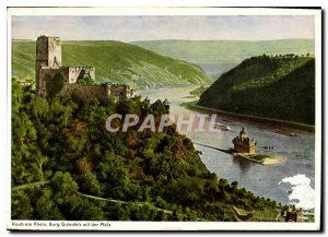 Postcard Modern Caub on the Rhine Palatinate with the old castle