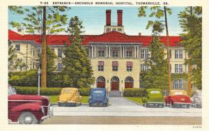 THOMASVILLE, GA  Georgia     ARCHBOLD MEMORIAL HOSPITAL   c1940's Linen Postcard