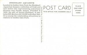 c.1930's Steinhart Aquarium Golden Gate Park California Postcard 2T7-124