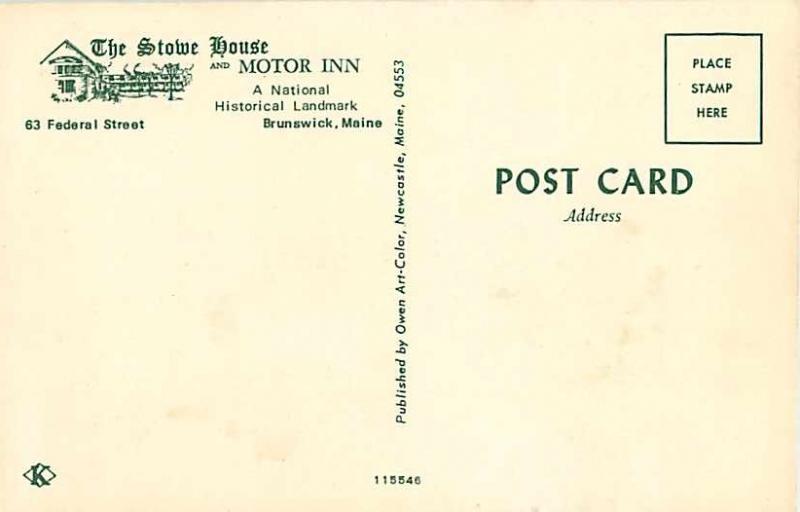 The Stowe House & Motor Inn, 63 Federal Street, Brunswick ME