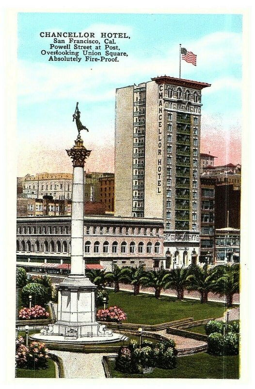 Chancellor Hôtel Union Carré Powell & Envoie St. San Francisco Ca Carte Postale