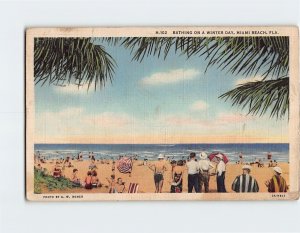 Postcard Bathing On A Winter Day, Miami Beach, Florida