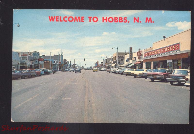 HOBBS NEW MEXICO 1960's CARS DOWNTOWN MAIN STREET SCENE VINTAGE POSTCARD NM