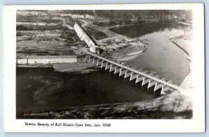 Arkansas AR Postcard RPPC Photo Scenic Of Bull Shoals Dam Site 1948 Vintage