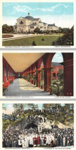 3~Postcards Washington, D.C.  FRANCISCAN MONASTERY & CLOISTER & MONKS In GROTTO