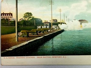 Vintage Postcard 1900's U.S. Naval Training Station Sham Battle Newport RI