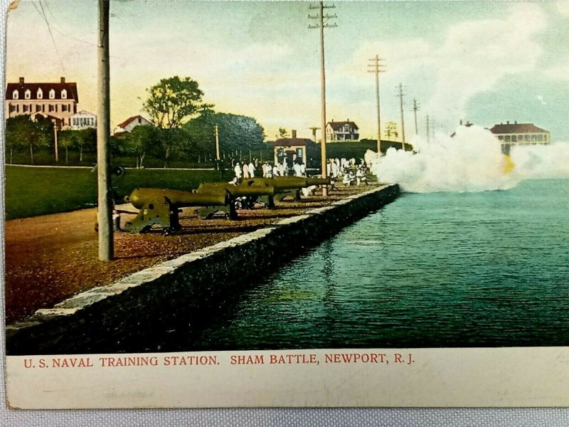 Vintage Postcard 1900's U.S. Naval Training Station Sham Battle Newport RI