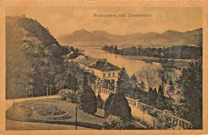 GERMANY~ROLANDSECK mit DRACHENFELS-SEPIA PHOTO POSTCARD