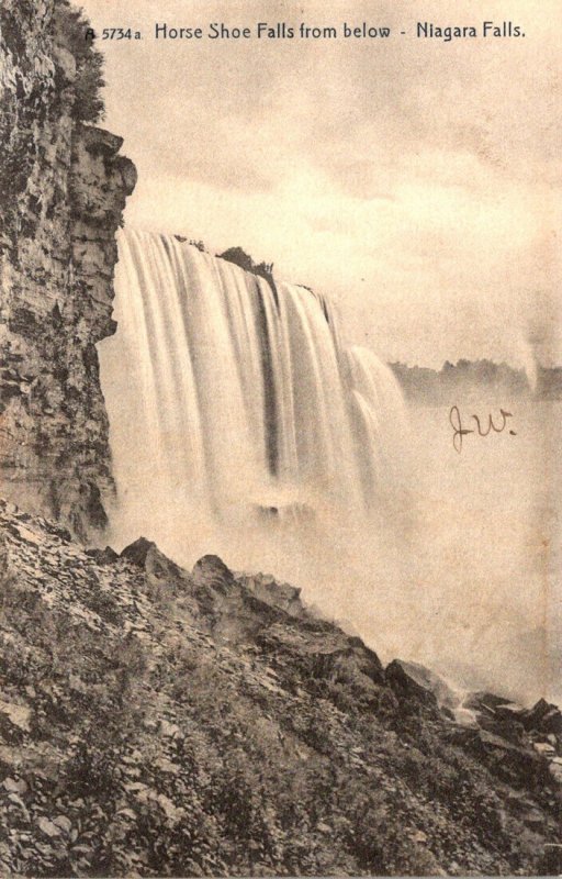 New York Niagara Falls Horse Shoe Falls From Below 1906 Rotograph