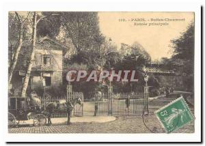 Paris (19th) Old Postcard Buttes Chaumont main entrance