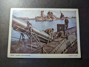 Mint Germany Uboat Submarine Naval Postcard Eels are Taken over