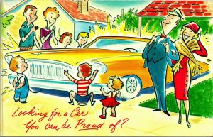 Car Auto Dealership Advertising Looking for a Car Comic Chrome Postcard UNP A3