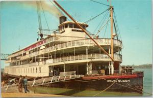 postcard The Delta Queen - a Mississippi River stern-wheel excursion steamer