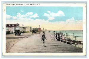 1929 View Along Boardwalk Long Branch New Jersey NJ Posted Vintage Postcard 