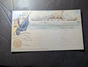 Mint USA Postcard US Naval Exhibit Battleship Hermes Worlds Columbian Exposition