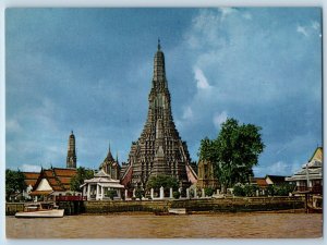 Thailand Postcard View of Temple of Dawn Bangkok c1950's Japan Air Lines