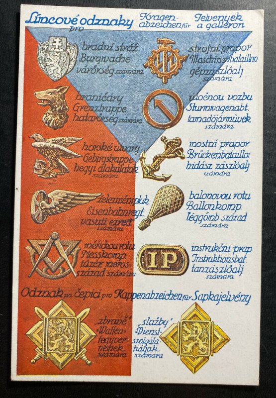 Mint Czechoslovakia Legion Picture Postcard Military Badges 