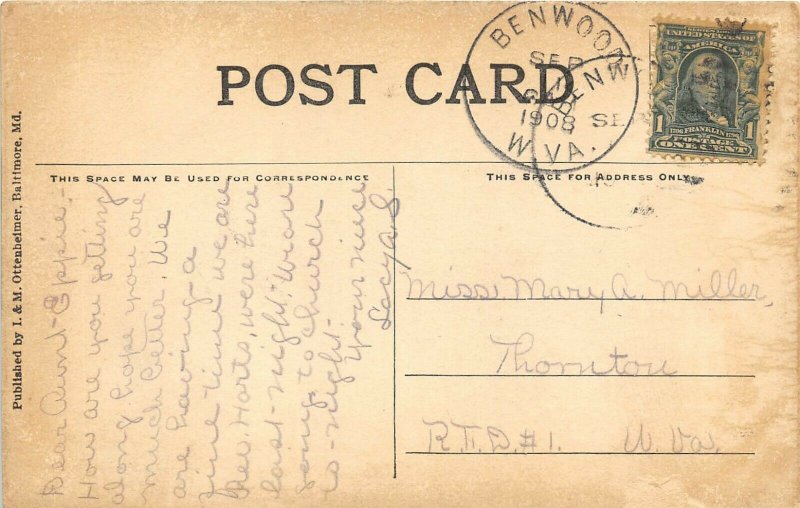 Wheeling West Virginia 1908 Postcard City Building