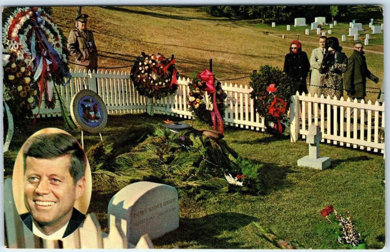 c1960s Arlington, VA John F Kennedy Grave Site Cemetery Burial Chrome PC A313