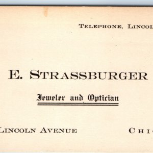 c1910s Chicago Strassburger Jeweler Optician Business Trade Card Optometrist C49