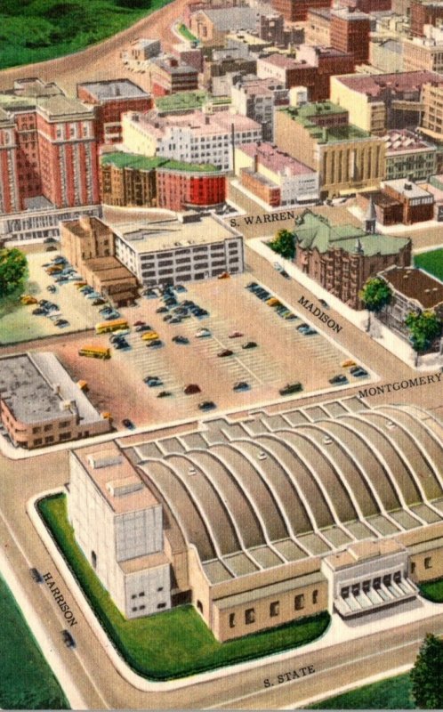 New York Syracuse Aerial View Showing Madison-Warren Garage