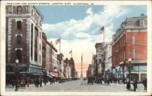 Allentown PA Hamilton & Eighth Sts. C1920 Postcard rpx
