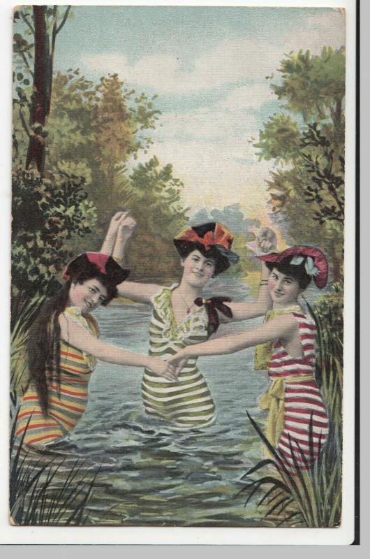 Glamour; Edwardian Bathing Beauties PPC, By KVLB, Unposted, c 1910's