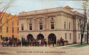 USA Central Fire Station Kalamazoo Michigan Vintage Postcard 08.25
