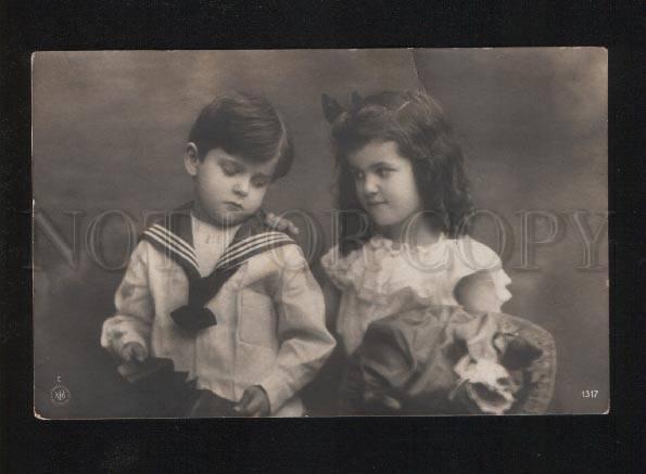 053038 Cute KIDS as SHIP-BOY w/ Toys Vintage PHOTO