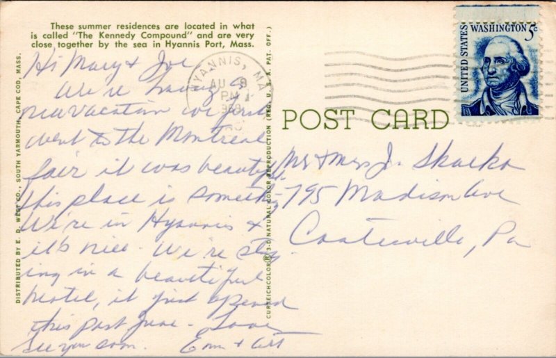 Postcard MA Cape Cod - Kennedy Summer Homes