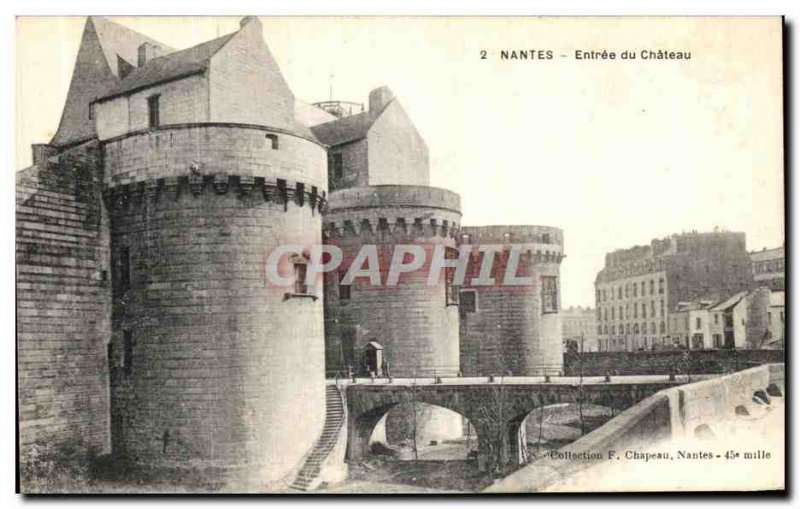 Old Postcard Nantes Entree du Chateau