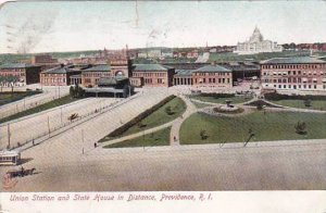 Rhode Island Providence Union Station And State House In Distance 1906