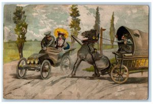 c1905 Car And Horse Carriage Accident Chicago Illinois IL Antique Postcard